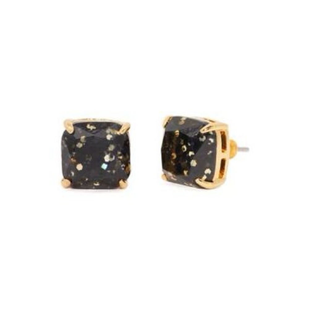 Kate Spade New York Glitter Crystal Square Stud Earrings - Black